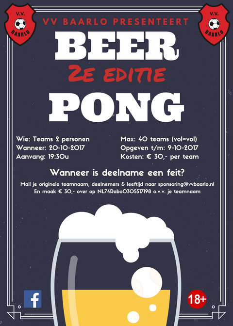 2017 Beerpong VVBaarlo poster